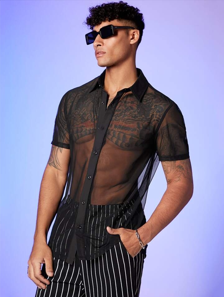 Men's Sheer Mesh Shirt